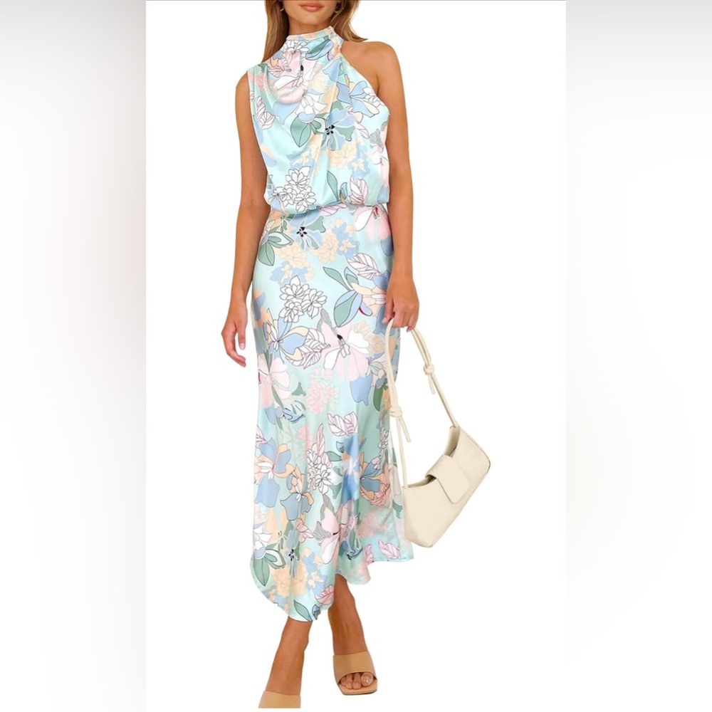 PRETTYGARDEN Elegant Sleeveless Mock Neck Cocktail Party Maxi Dresses Dress